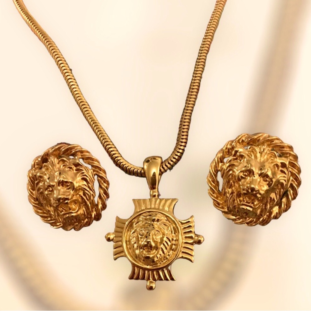 VTG Anne Klein Lion Head Jewelry Set